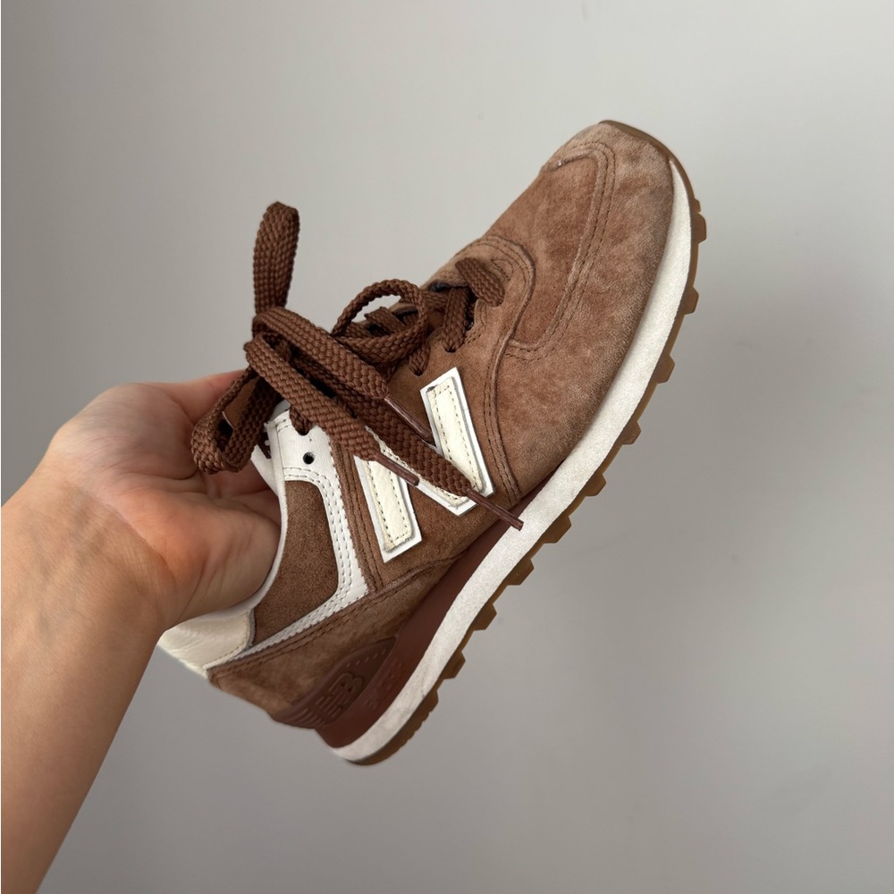 New Balance Brown and White Sneakers